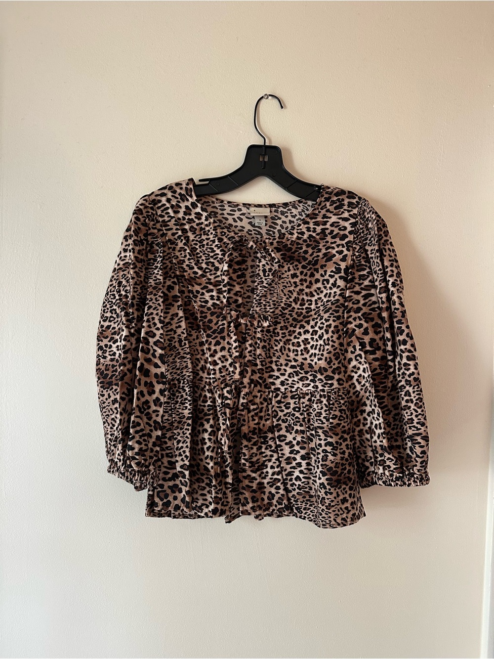 Target Leopard Print Peasant Blouse - Tan and Black